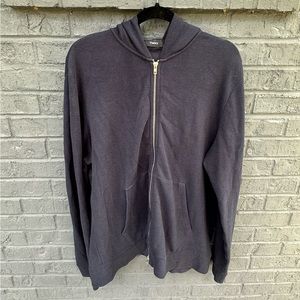 Men’s Theory Navy Blue Ridge Waffle Knit Zip Up Hoodie Size XL